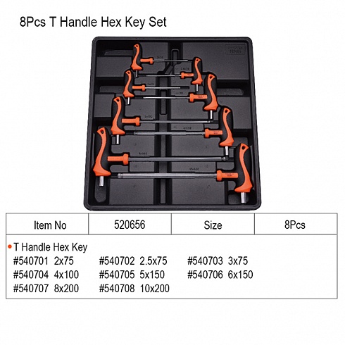 Набор из 8 ключей имбусовых с Т-образной рукояткой 2-10мм CRV // HARDEN