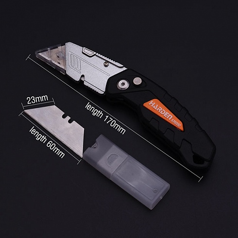 Нож складной Бенд, 18 мм, выдвижное трапециевидное лезвие, цельноалюминиевый корпус// HARDEN