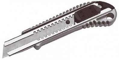 Нож открытый, 18 мм, выдвижное лезвие, металлический корпус// HARDEN